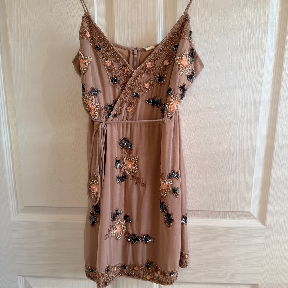 RAGA Brown Mini Dress with Embroidery NWOT